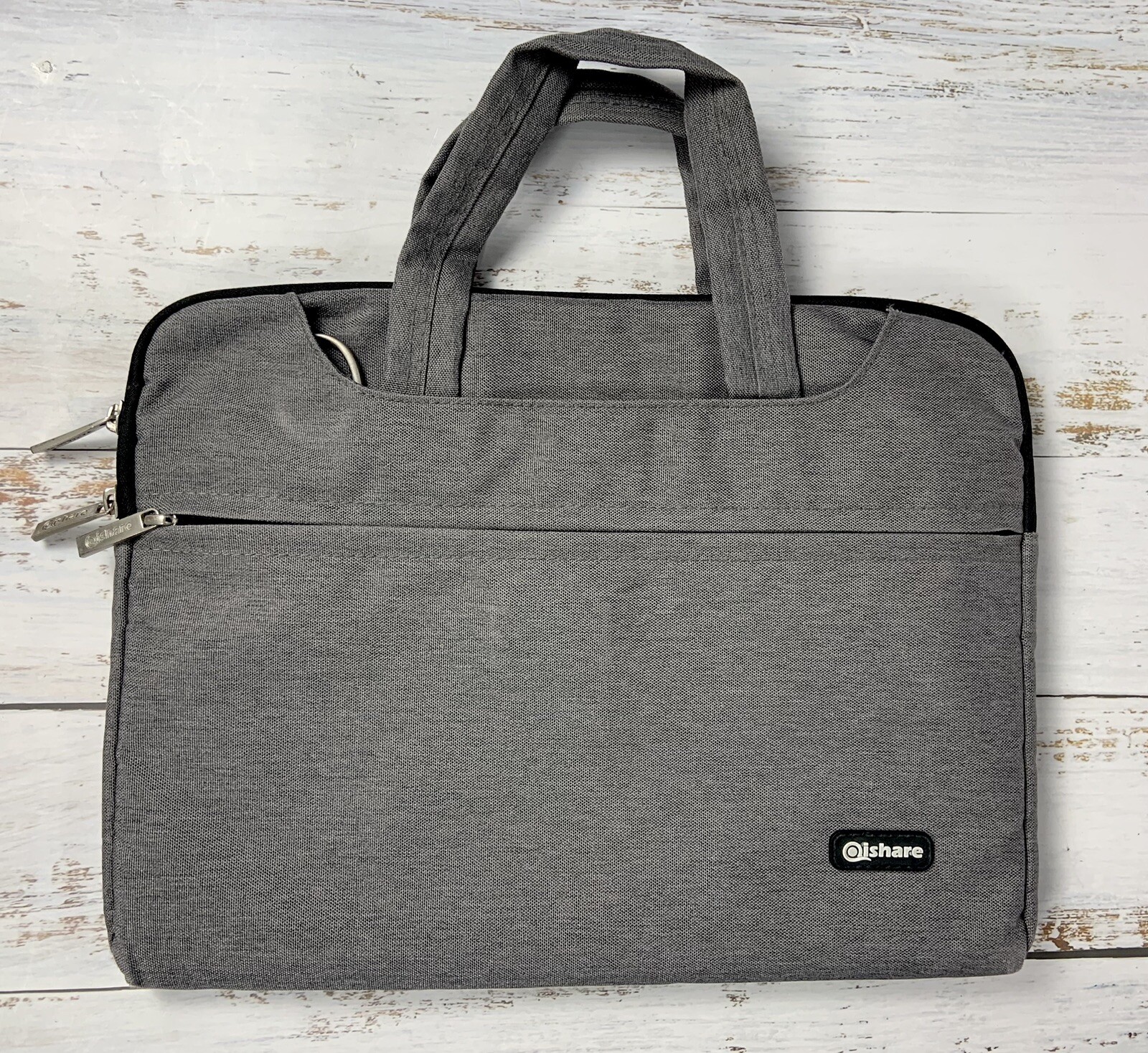 Qishare Laptop Case Carry Bag Gray Zip Outer Pockets Carry Handle 10.5” x 14”