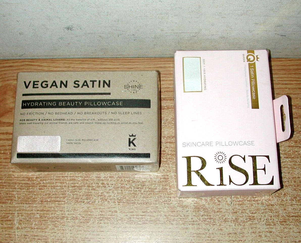 RISE SKINCARE SATIN QUEEN & SHINE VEGAN SATIN HYDRATING BEAUTY KING PILLOWCASES