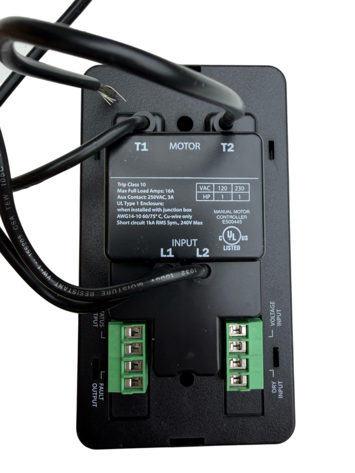 GREENHECK MS-1P Franklin Controls Single Phase Manual Motor Controller