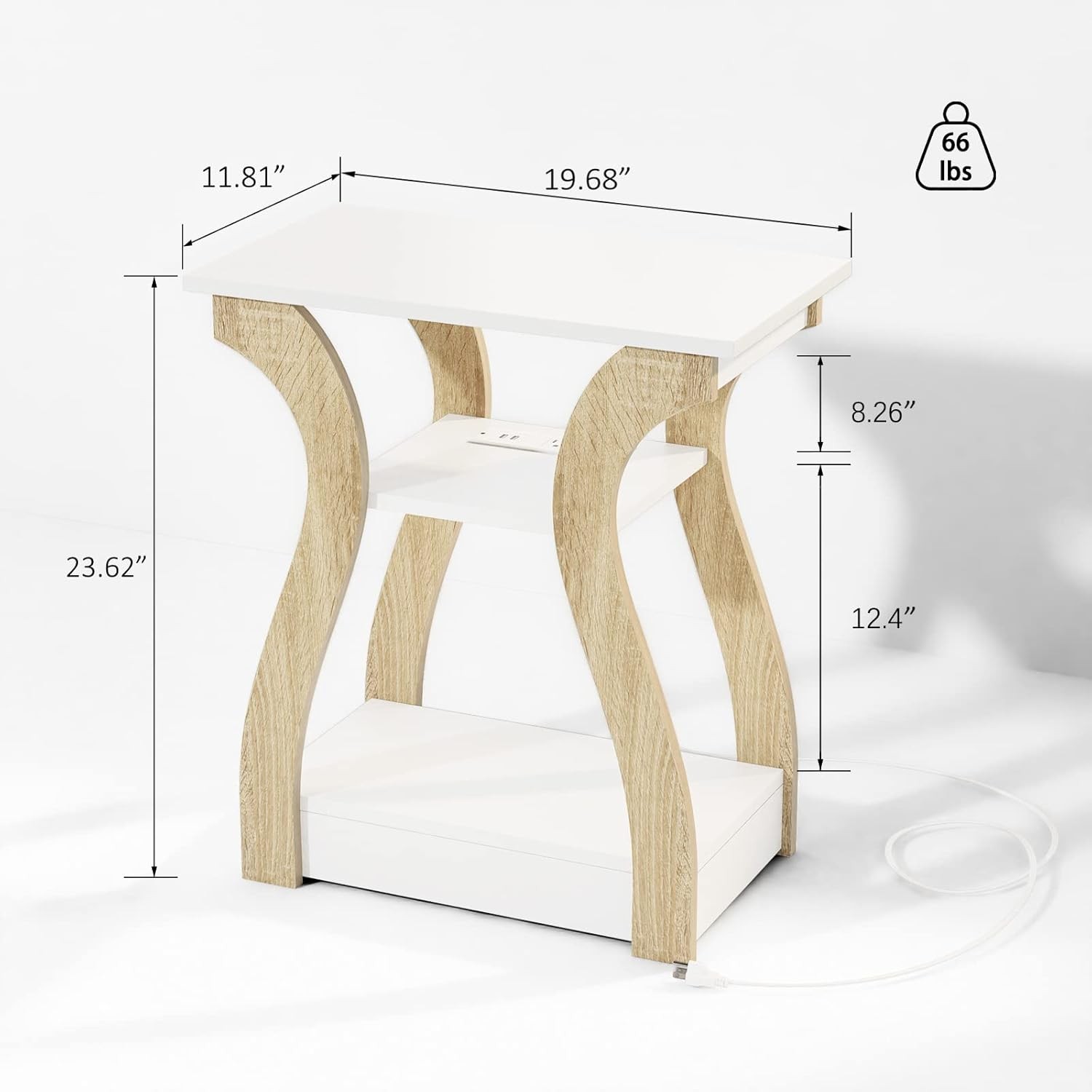 End Table W/ Charging Station Side Table W/ USB Ports & Outlets Nightstand 3