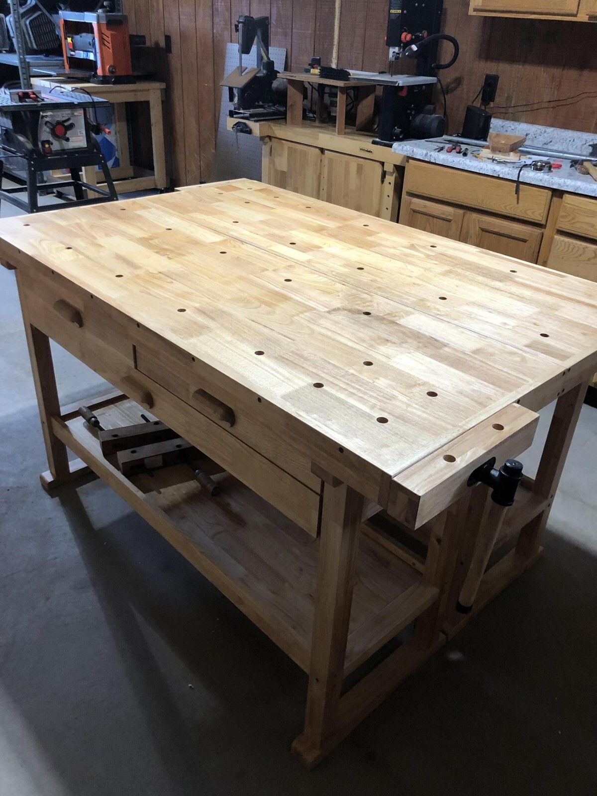 60" 3-Drawer Hard Wood Workbench Woodworking Carpenter Work Bench Tool Organizer