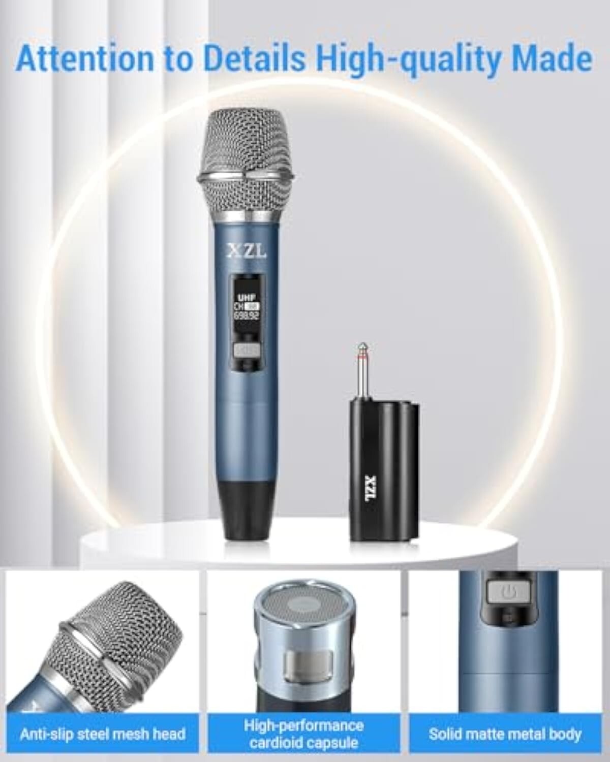 Green Professional Wireless Microphone for Karaoke & Vocal Performance