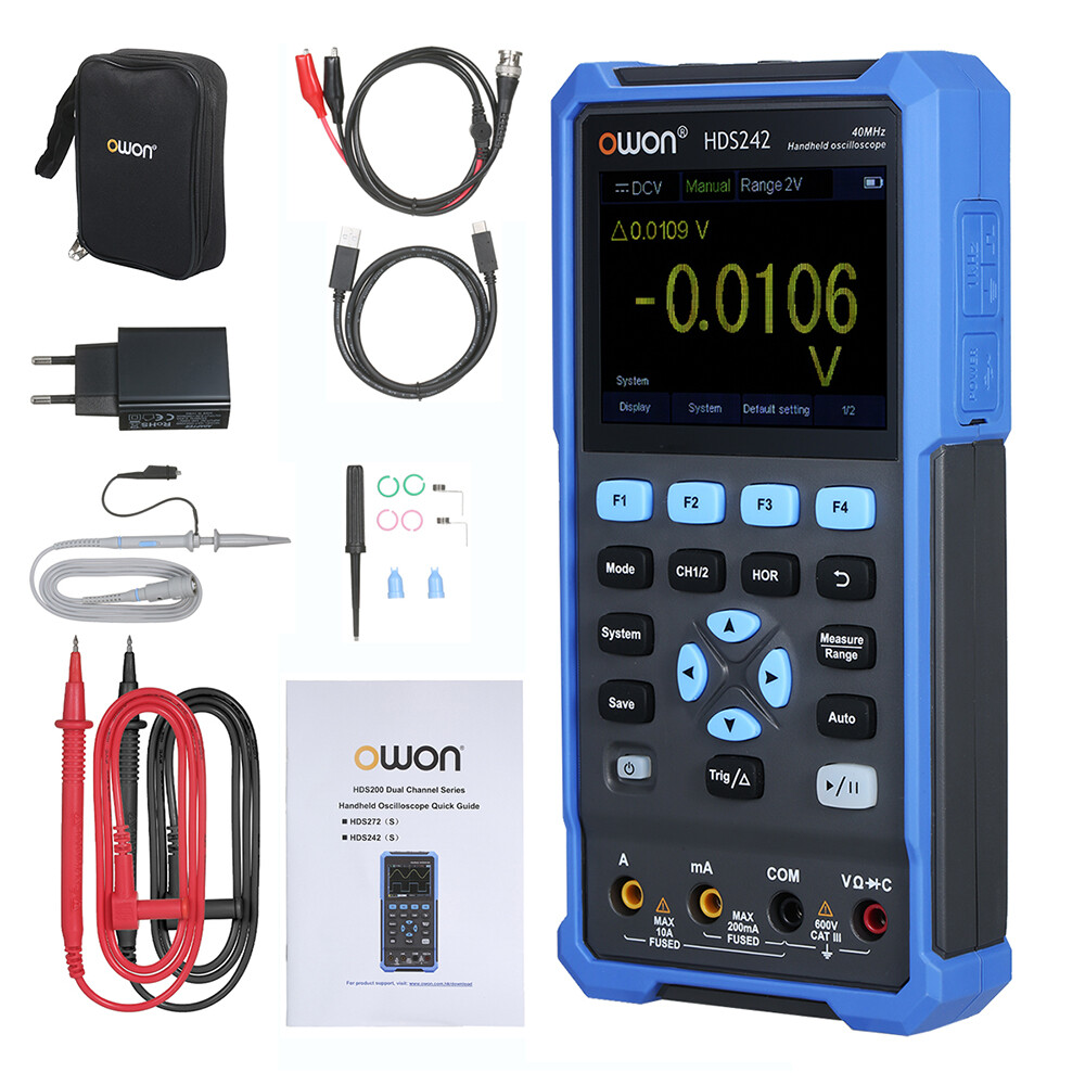 OWON HDS242 2-in-1 40MHz 2CH 250MS/s Digital Oscilloscope Multimeter 20000 Count