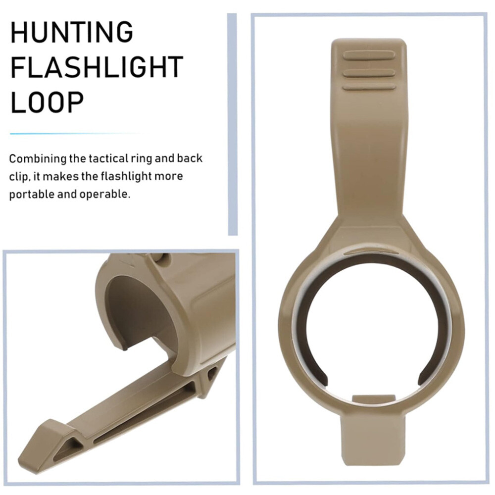 2PCS Portable Flashlight Holder Lightweight Tactical Flashlight Ring Pocket Clip