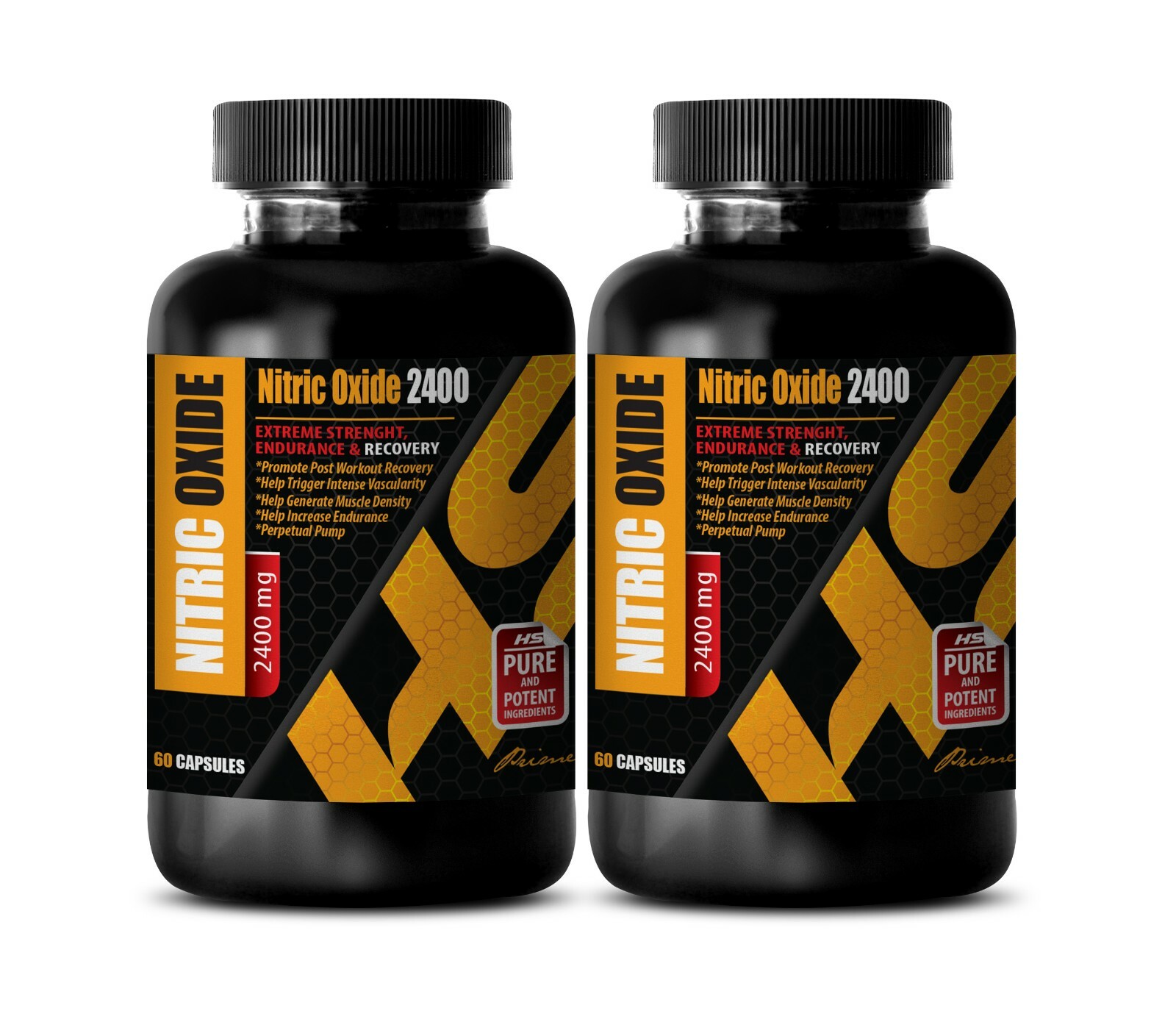 muscle building pills - NITRIC OXIDE 2400 - muscle gainer pills - 2 Bottles