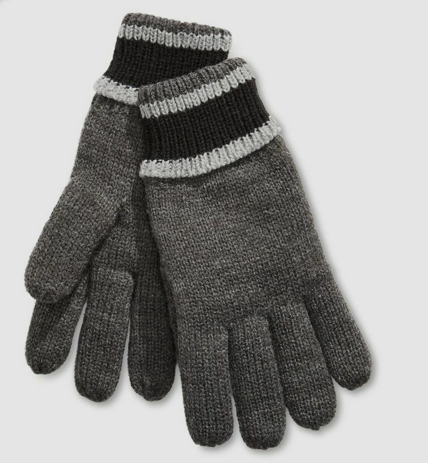 $74 Block Headwear Men Black Gray Thermal Knit Lined Warm Winter Gloves One Size
