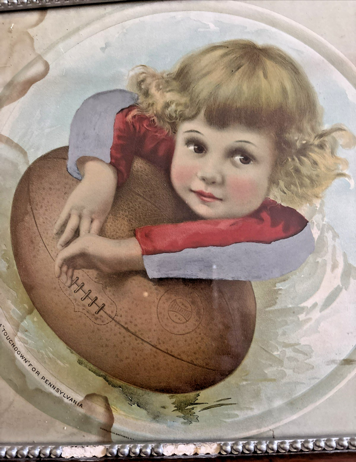 VERY RARE A “TOUCHDOWN” FOR PENNSYLVANIA 1893 LITHOGRAPH BY DONALDSON & BROS NY