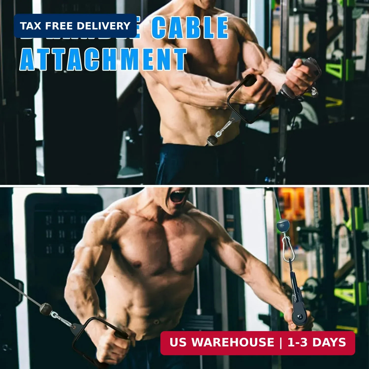 Ergonomic Tricep Rope Pulldown Attachments, Upgraded 27 32 40 & 47 Inch E