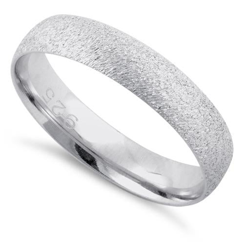925 Sterling Silver Brushed Wedding Band Ring 4mm