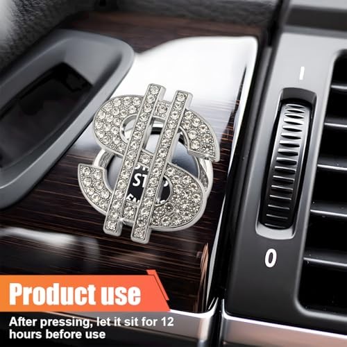 Bling Dollar Car Push Start Button Cover with Rhinestone, Anti-Scratch White