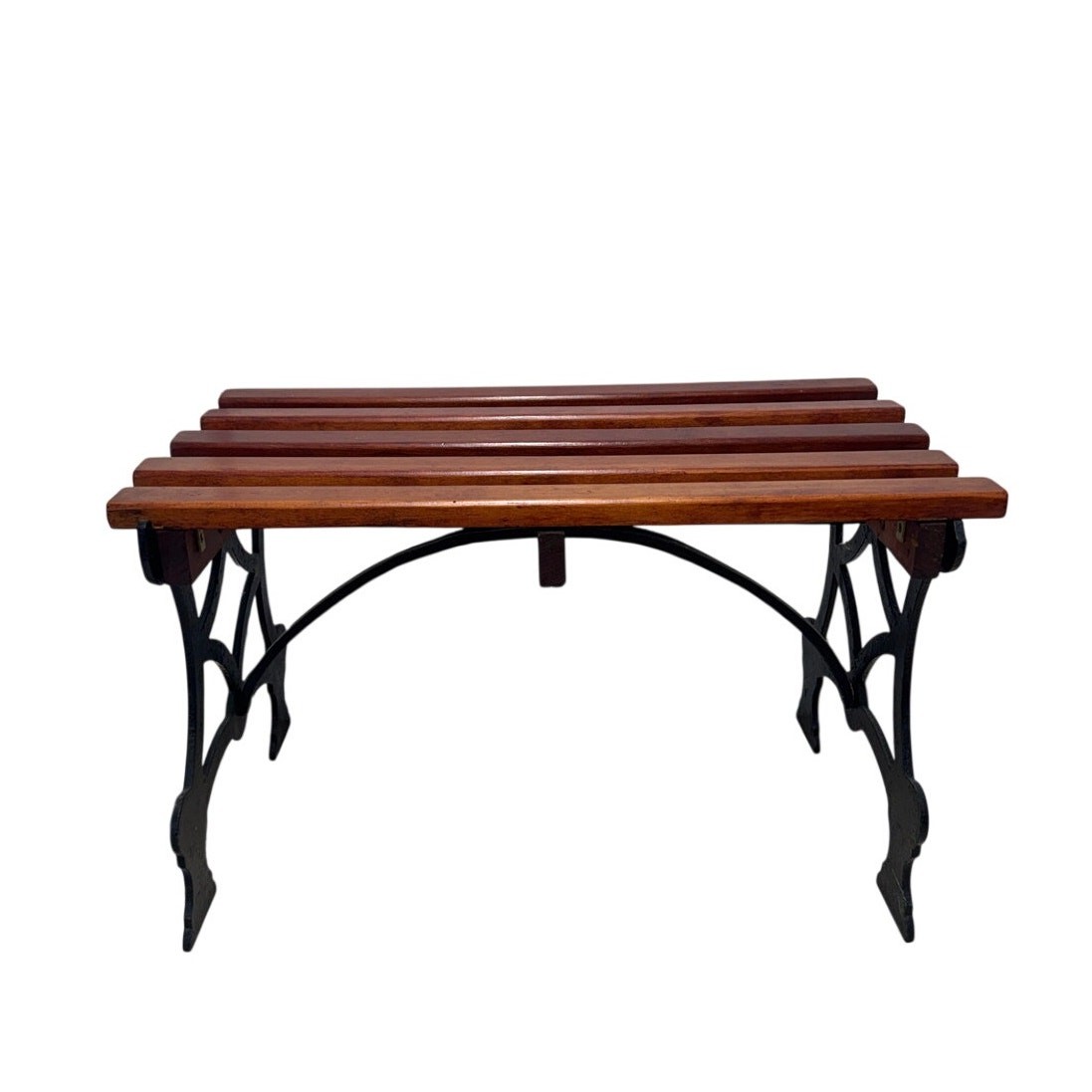 Vintage Wood Slat Bench Cast Iron Base Entry
