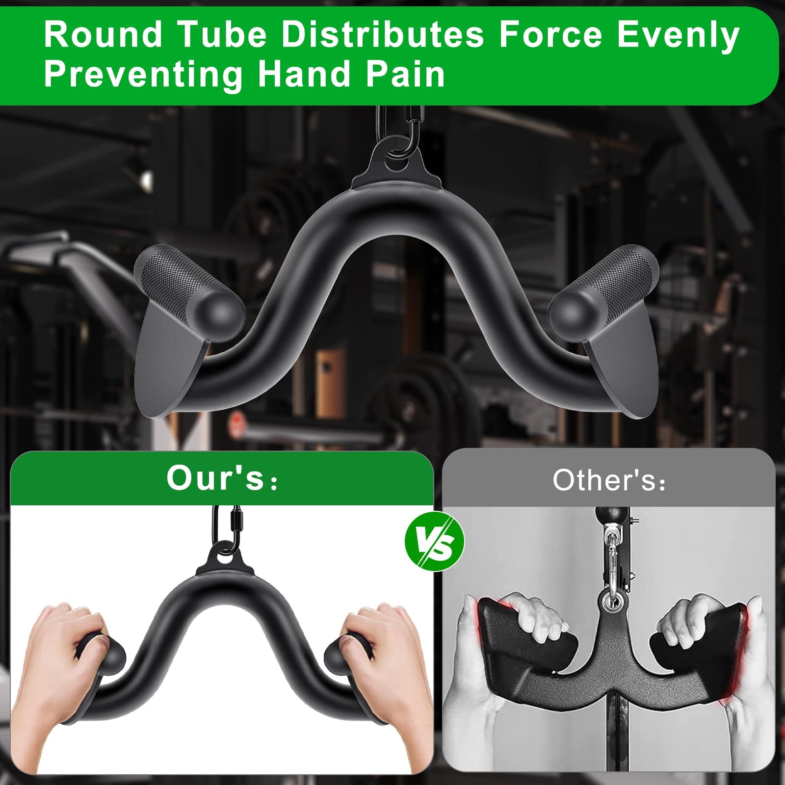 12" LAT Pull Down Bars Cable Machine Attachment, Rowing T-bar V-bar Set, Back...
