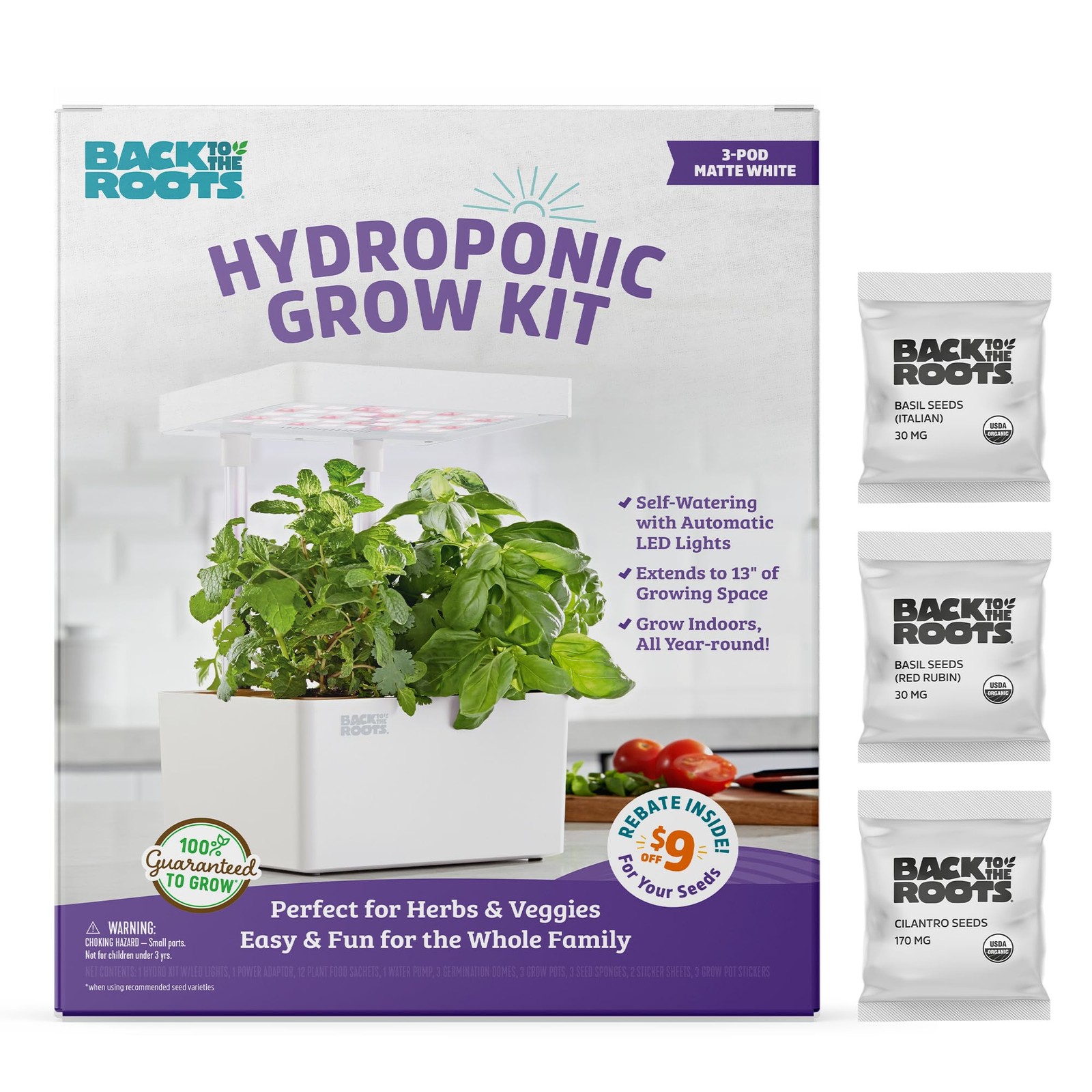 Back to The Roots New Hydroponic Grow Kit, LED Indoor Garden