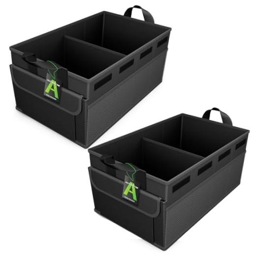 Car Trunk Organizer - Collapsible Car Organizer with Non Medium (2 Pack) Black