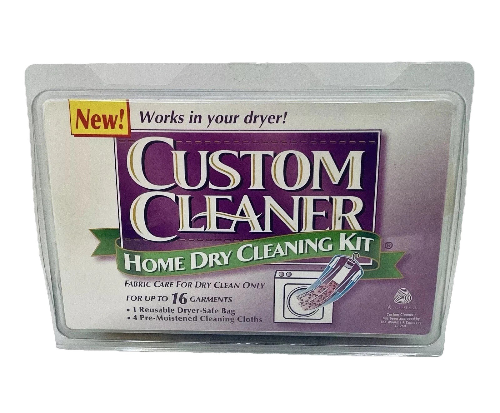 CUSTOM CLEANER HOME DRY CLEANING KIT FABRIC CARE FOR DRY CLEAN ONLY 3 USES