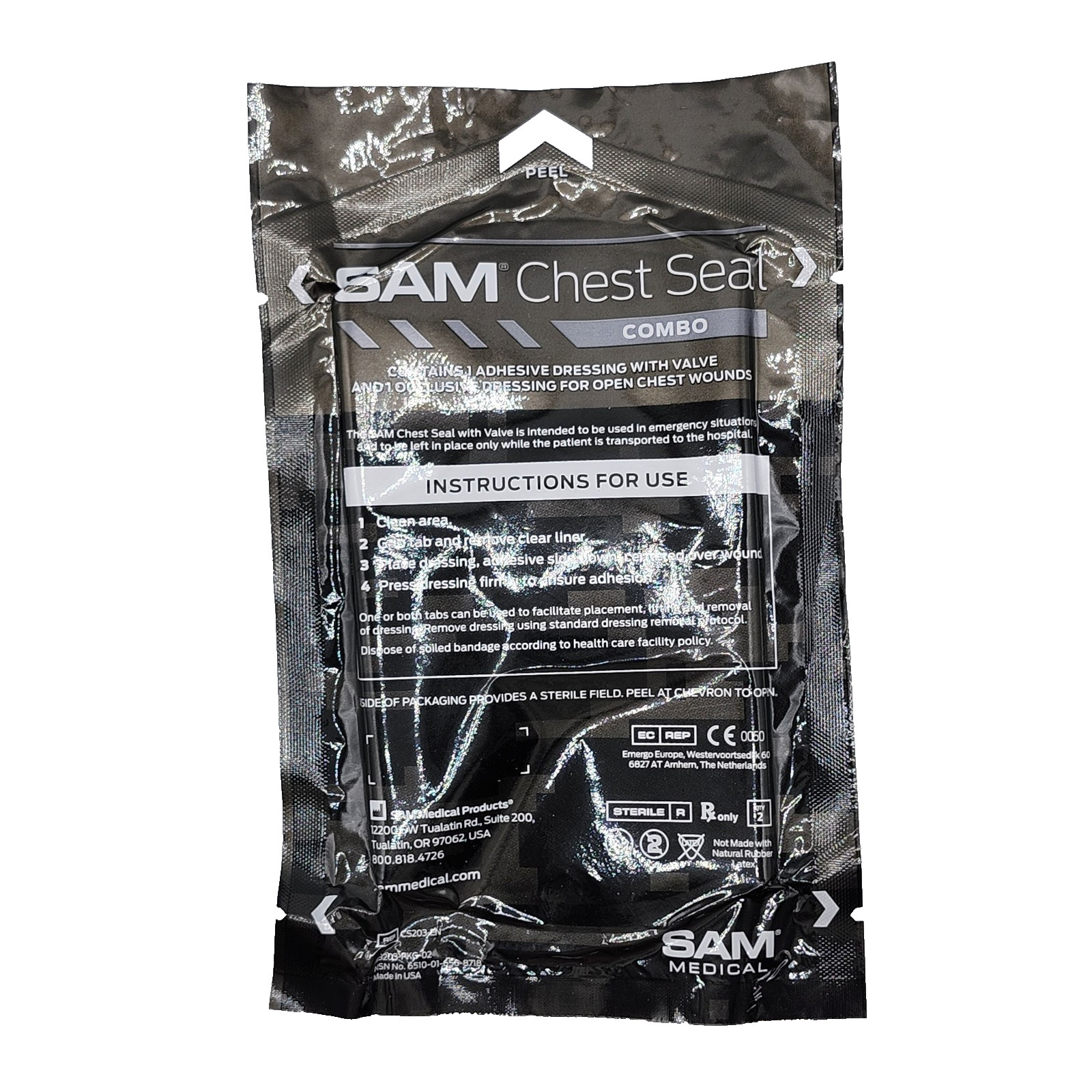 USGI SAM Medical Chest Seal Combo Dressings for Chest Wounds Valved/Non CS203-EN