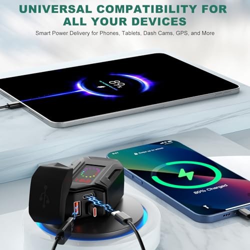 Retractable Type-C & Dual USB Fast Charging Motorcycle USB Charger