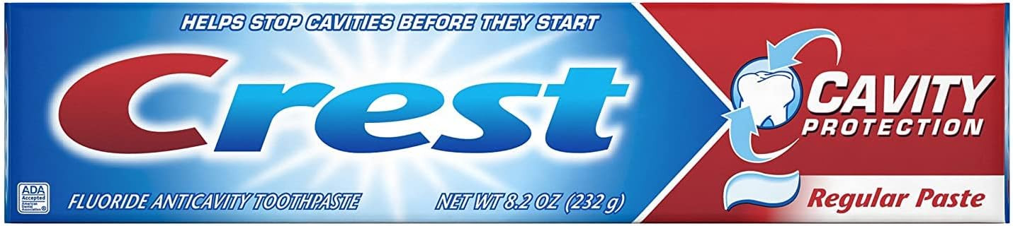 Crest Fluoride Cavity Protection Toothpaste, Regular Past, 8.20oz (3 Pack)