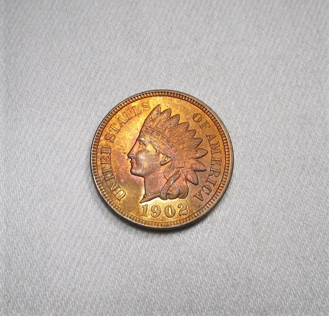 1902 Indian Cent VCH UNC Red-Brown Coin AI092