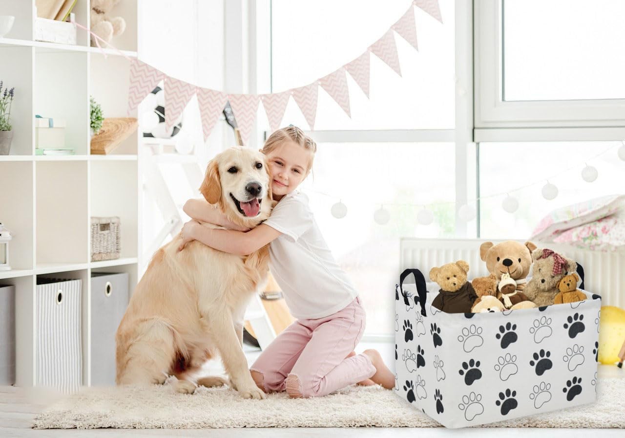 Cesta rectangular para perros, cesta de almacenamiento para niños con asas