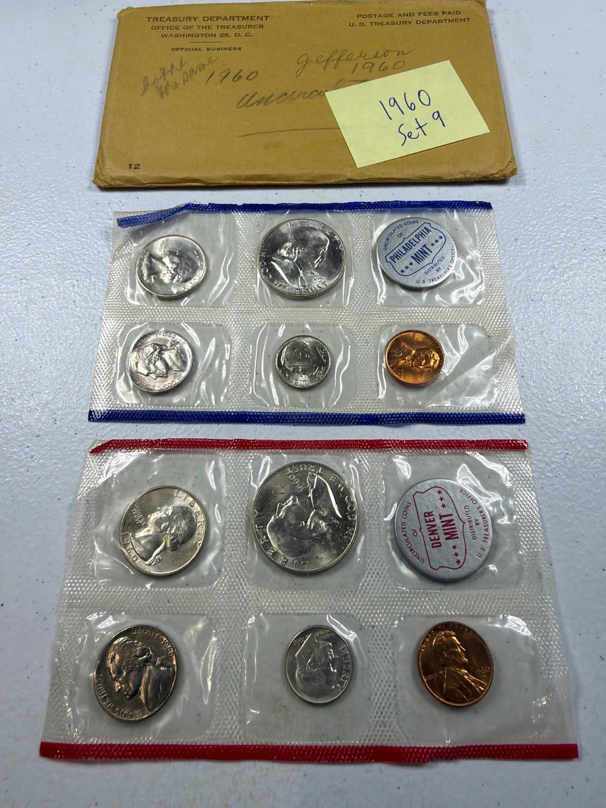 (1) 1960  US MINT SILVER P & D Set,  in all OGP,  w/ 90%  SILVER COINS,   SET 9