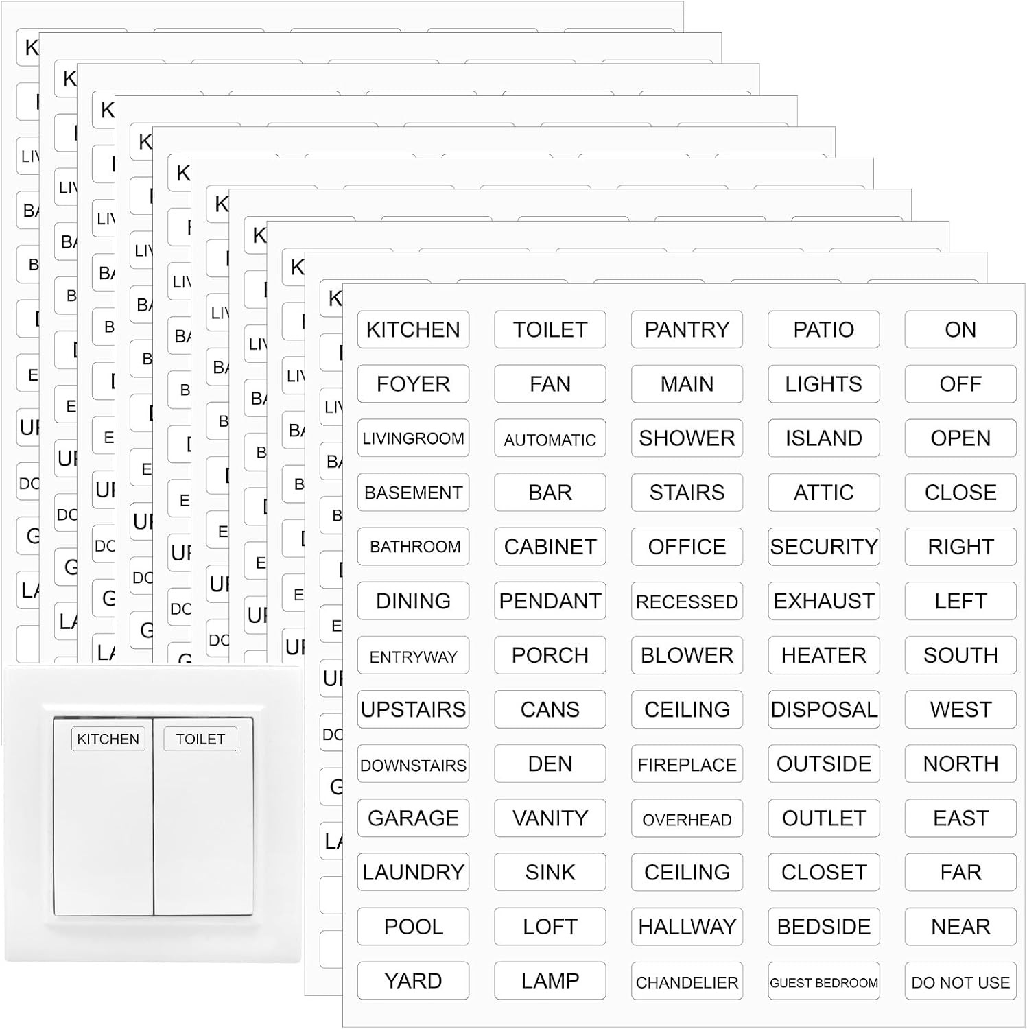 650PCS Light Switch Labels Stickers Transparent Waterproof Electrical Switch Pan