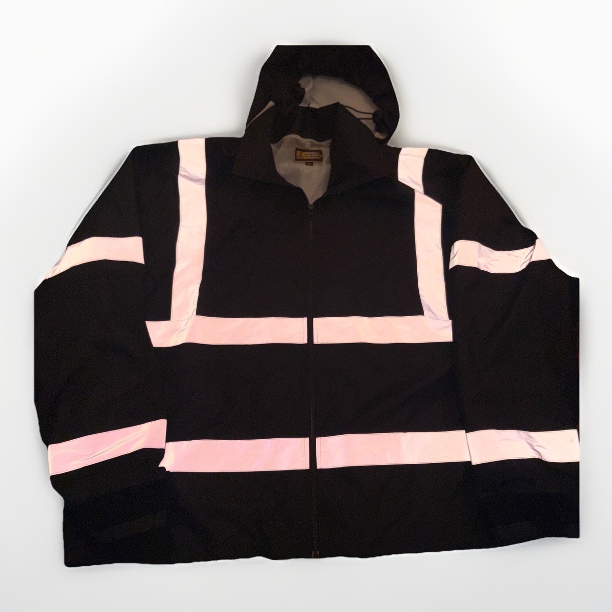 Ryno Gear  4XL Security Black Hooded Rain Jacket  Reflective