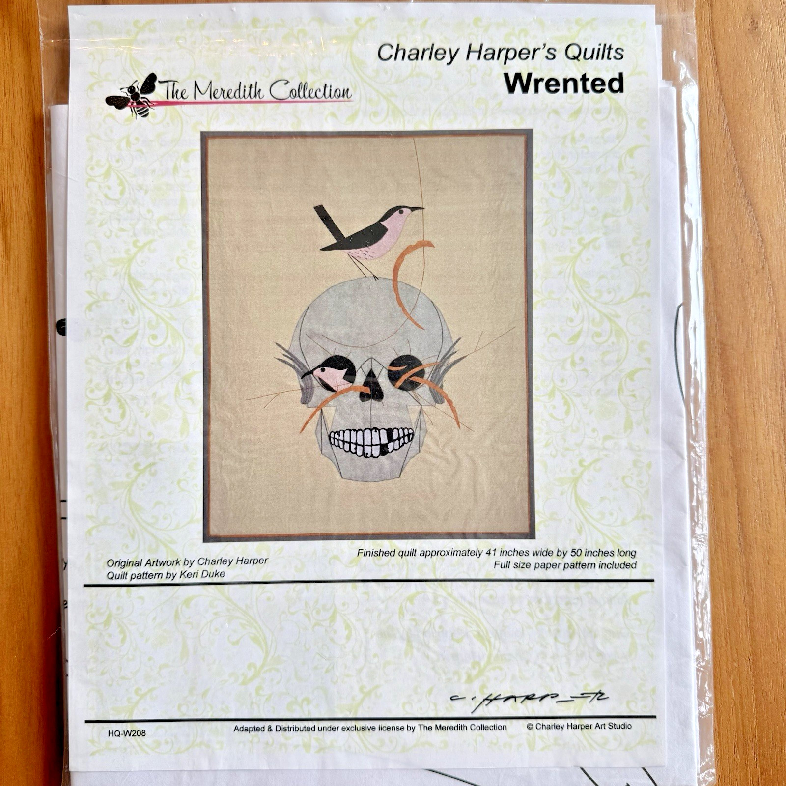 Charley Harper Wrented Quilt Pattern Wren Song Bird Skull House NIP