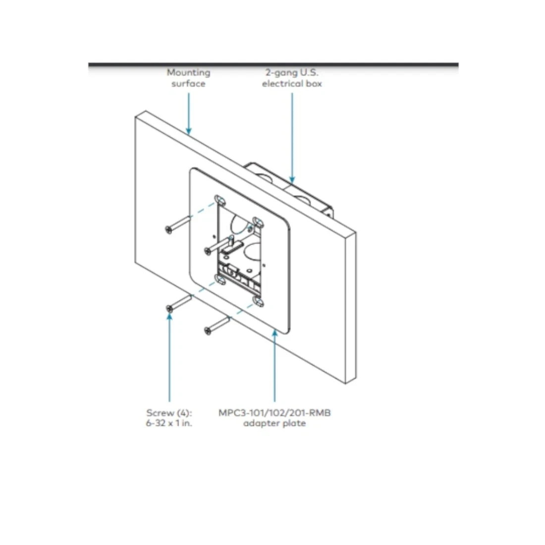 Crestron MPC3-101/102/201-RMB Retrofit Mounting Bracket for MPC3 Controllers