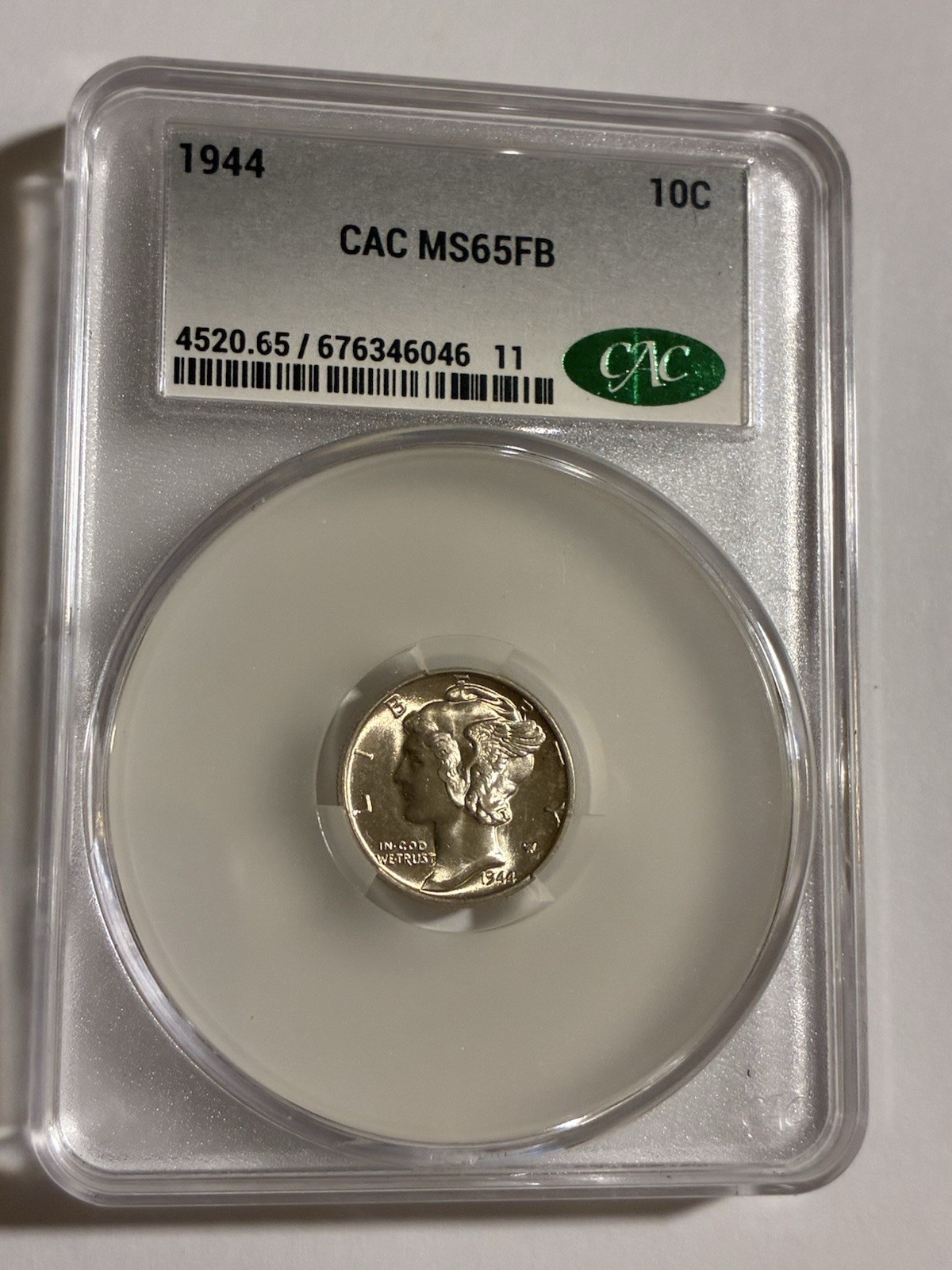 1944-P Mercury Dime CAC MS65FB