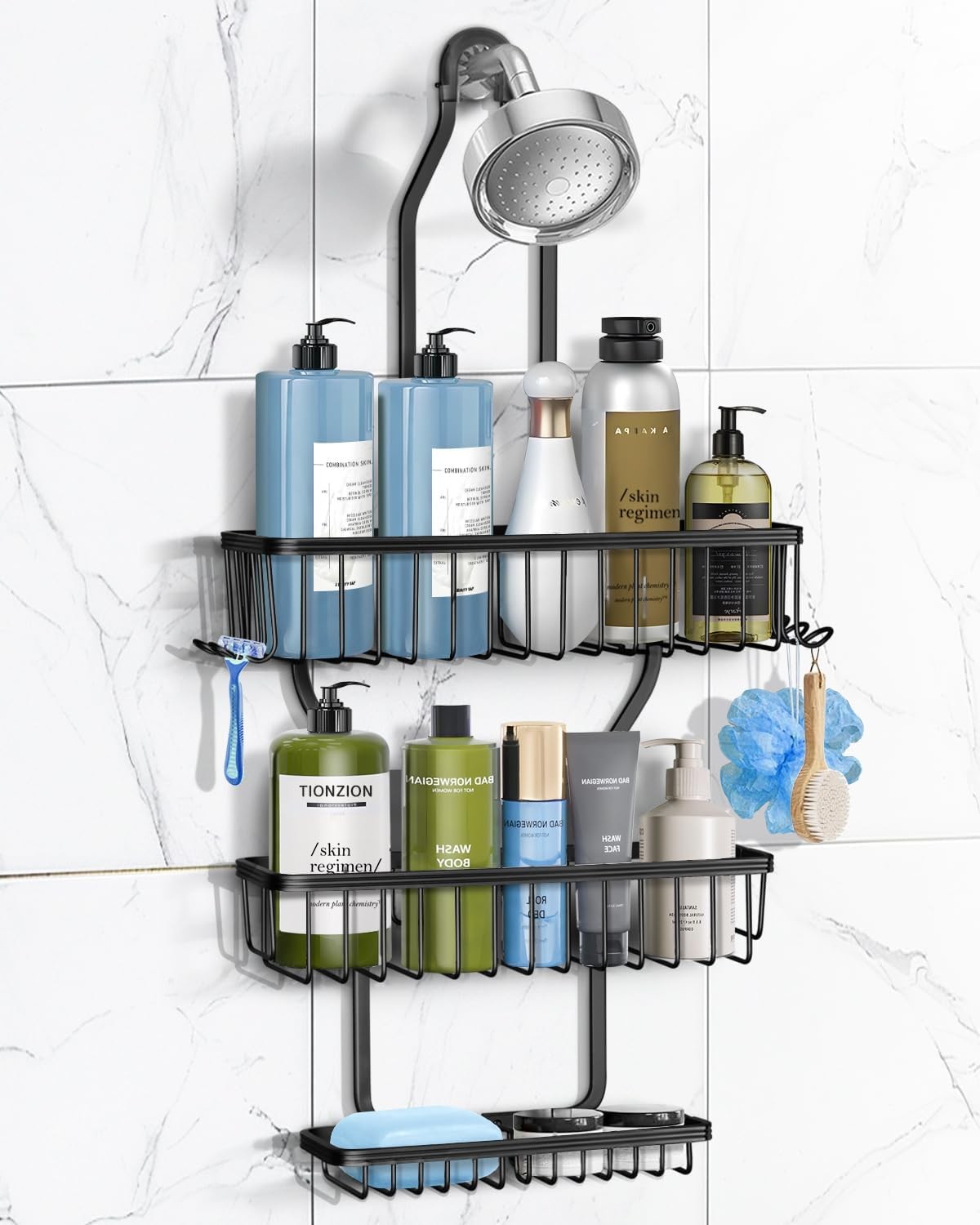 Shower Caddy Hanging - Never Rust Organizer - Aluminum Black