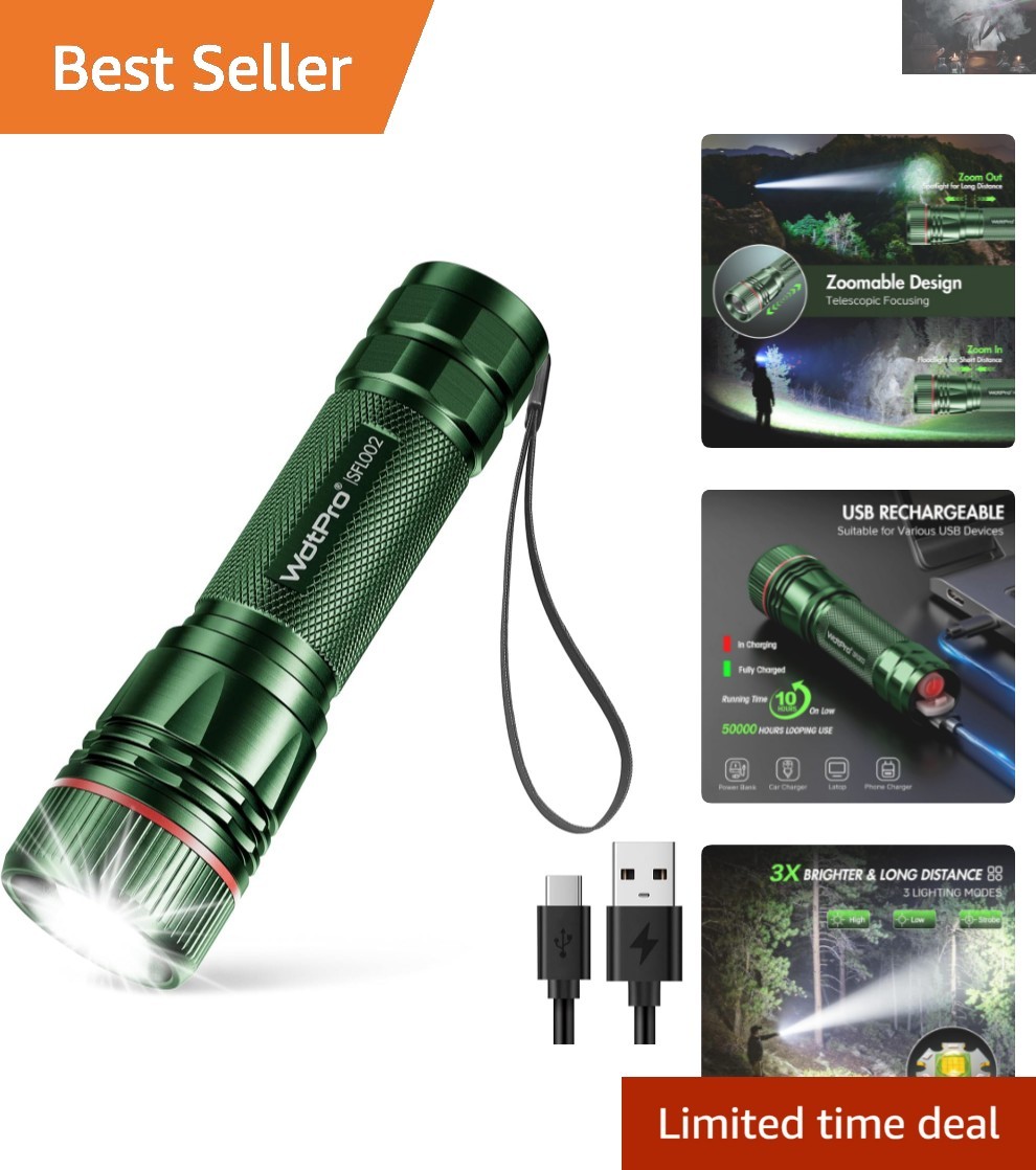 Ultra-Bright 1000 Lumens Rechargeable Tactical Flashlight for Outdoor Adventures