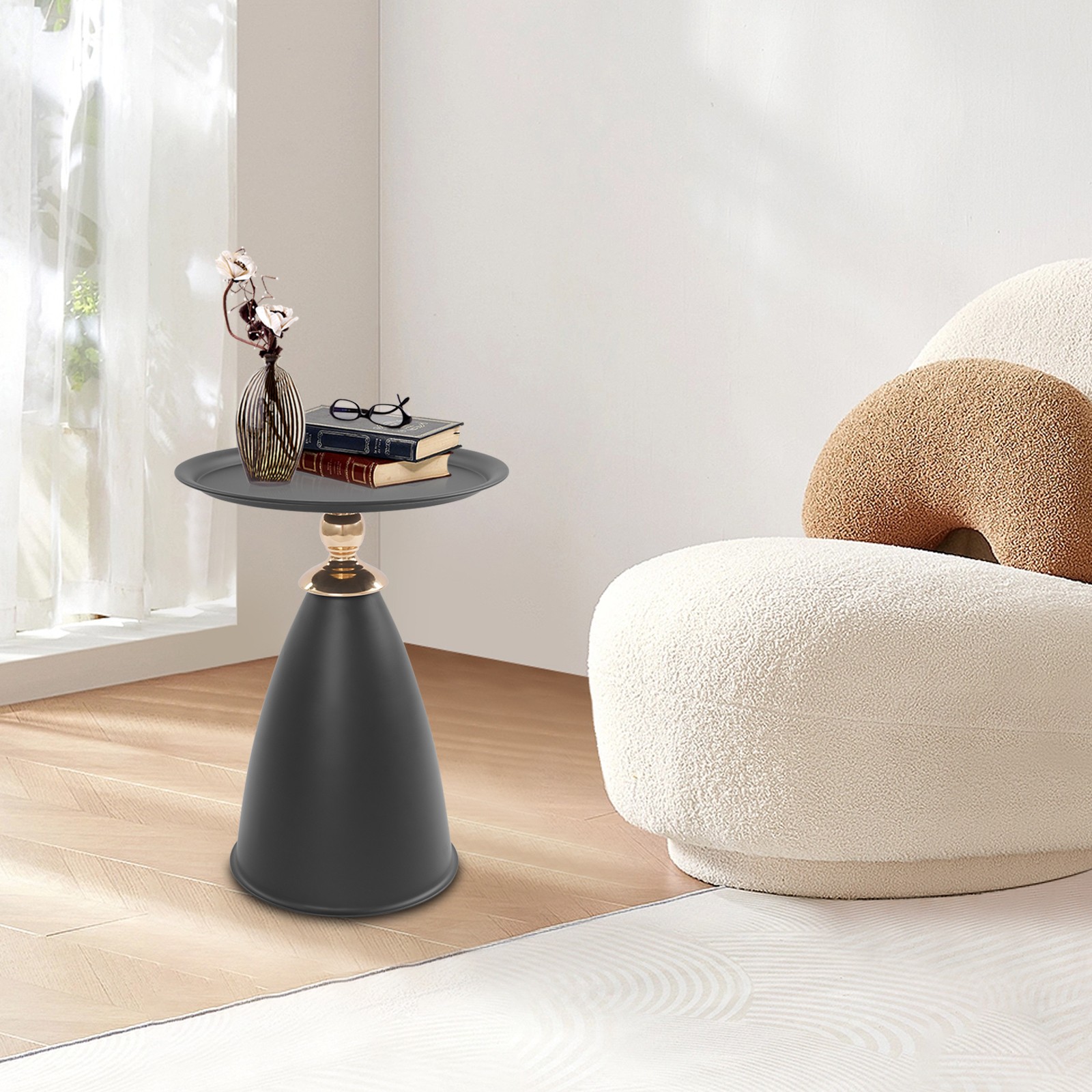 Small Round Side Table, Side Table for Small Spaces, Modern Couch End Table