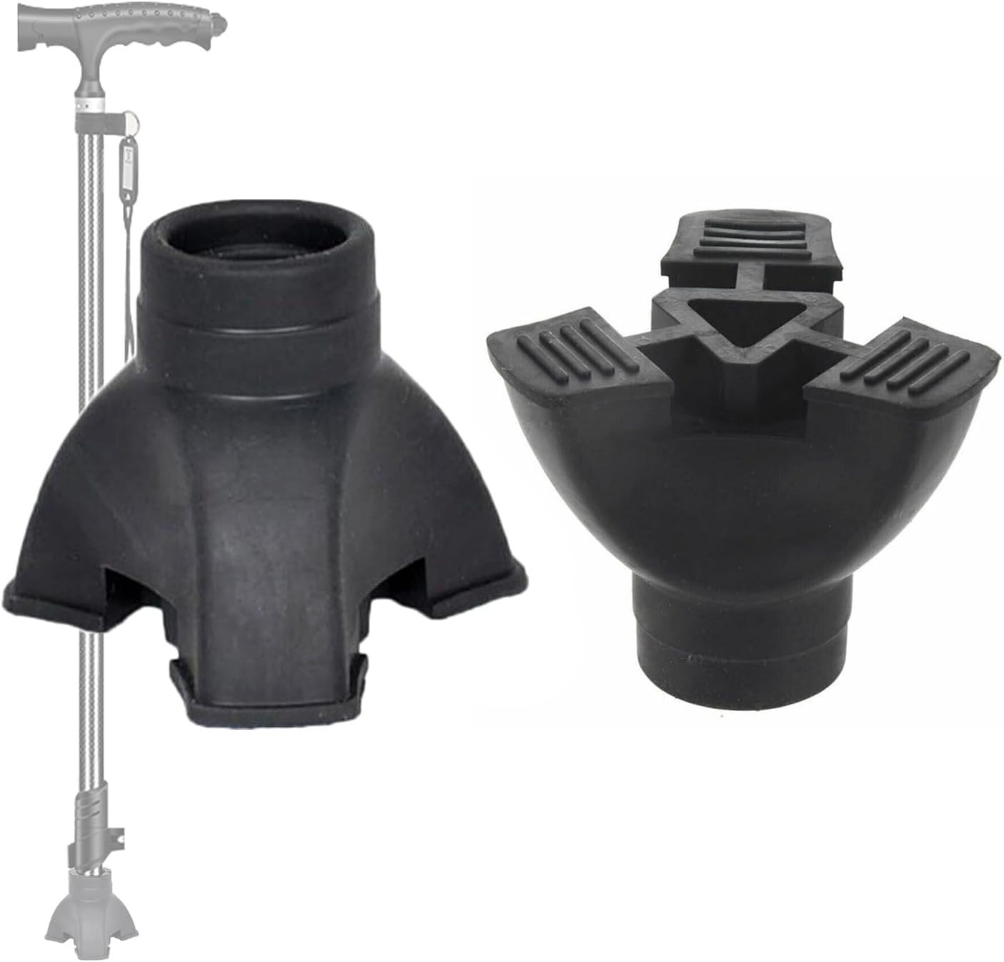 Non-Slip Rubber End Tips for Walking Canes, Sticks, and Crutches - Self-Standing