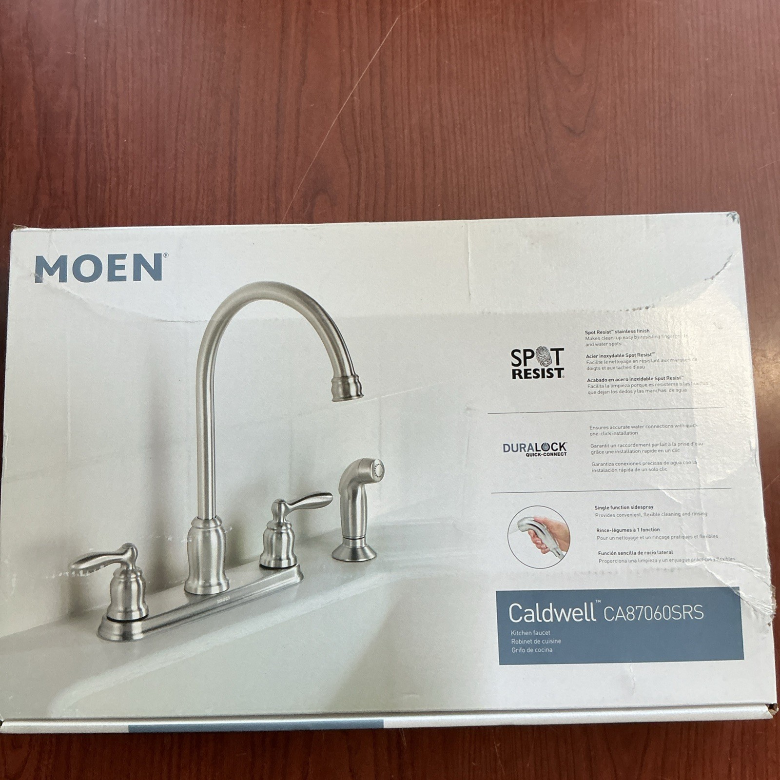 NEW Moen CA87060SRS Caldwell Kitchen Faucet Stainless W/SideSprayer B167