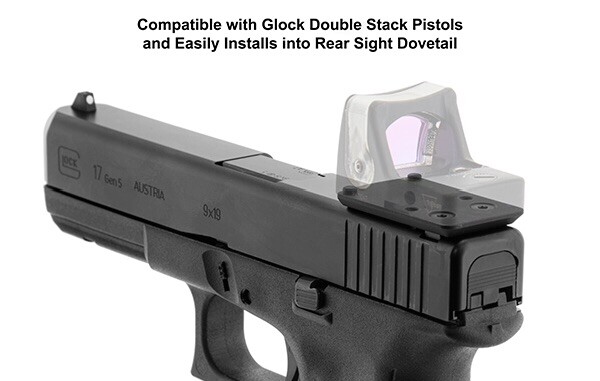 RMR Mount Super Slim for Glock Double Stack Rear Sight Dovetail 0.157" Saddle
