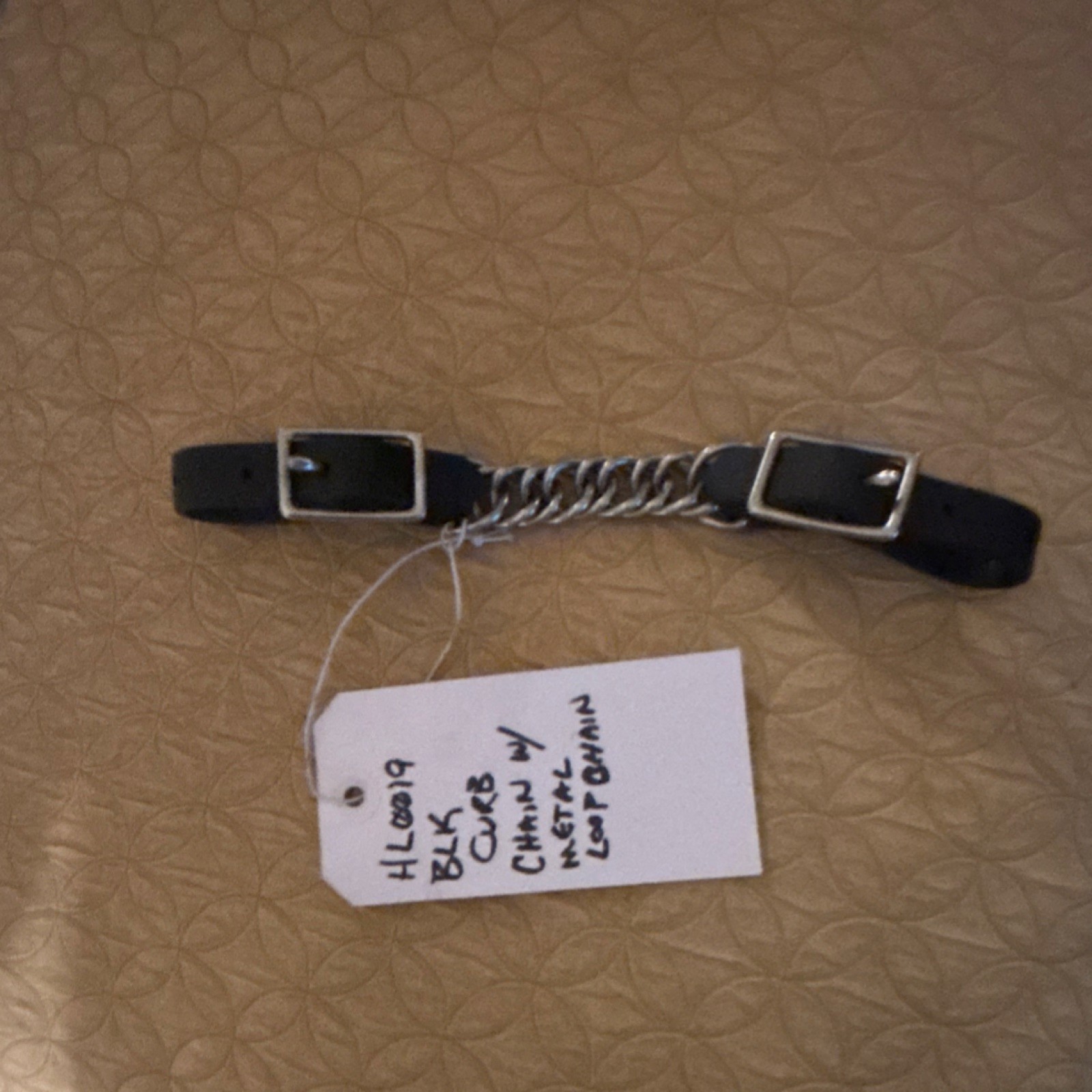 Black Leather Curb Chain with Single Metal Chain