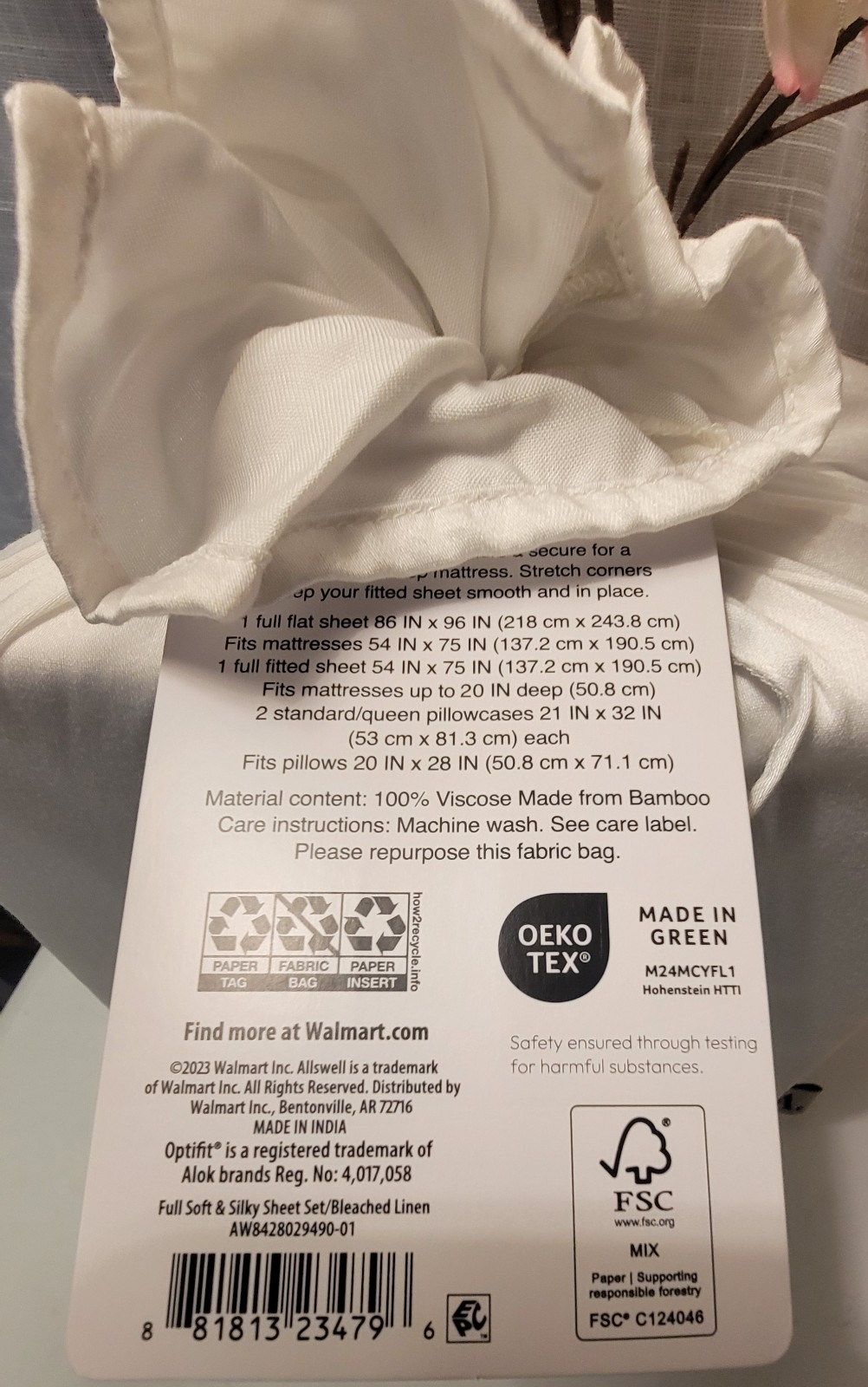 Allswell Soft & Silky Sheet Set Full Size, Bleached Linen