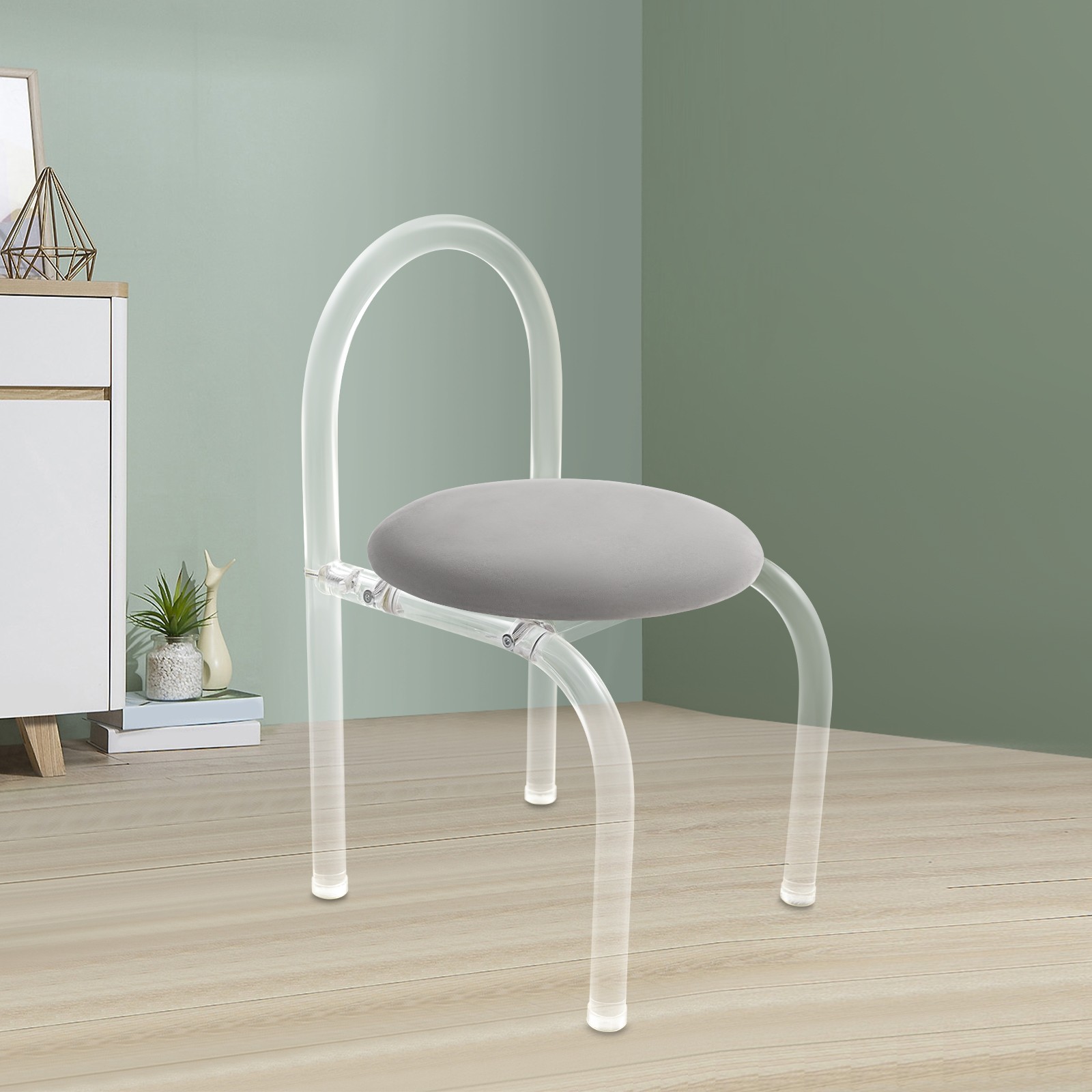 40*40*72cm Modern Minimalist Acrylic Clear Chair, 165.35 lbs Makeup Chair
