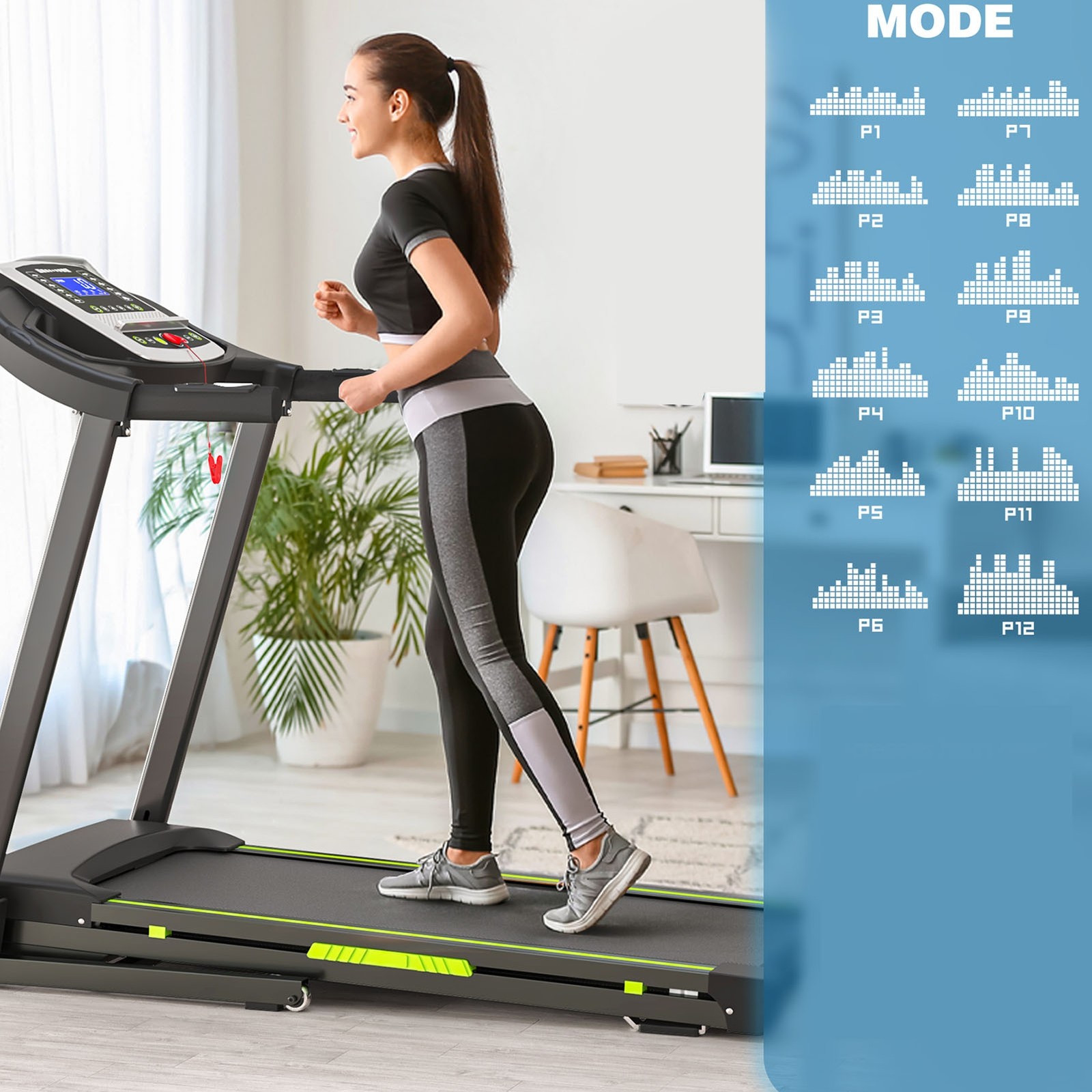 Multi-Functional LED Display Folding Treadmill With APP Tracking 4% Incline