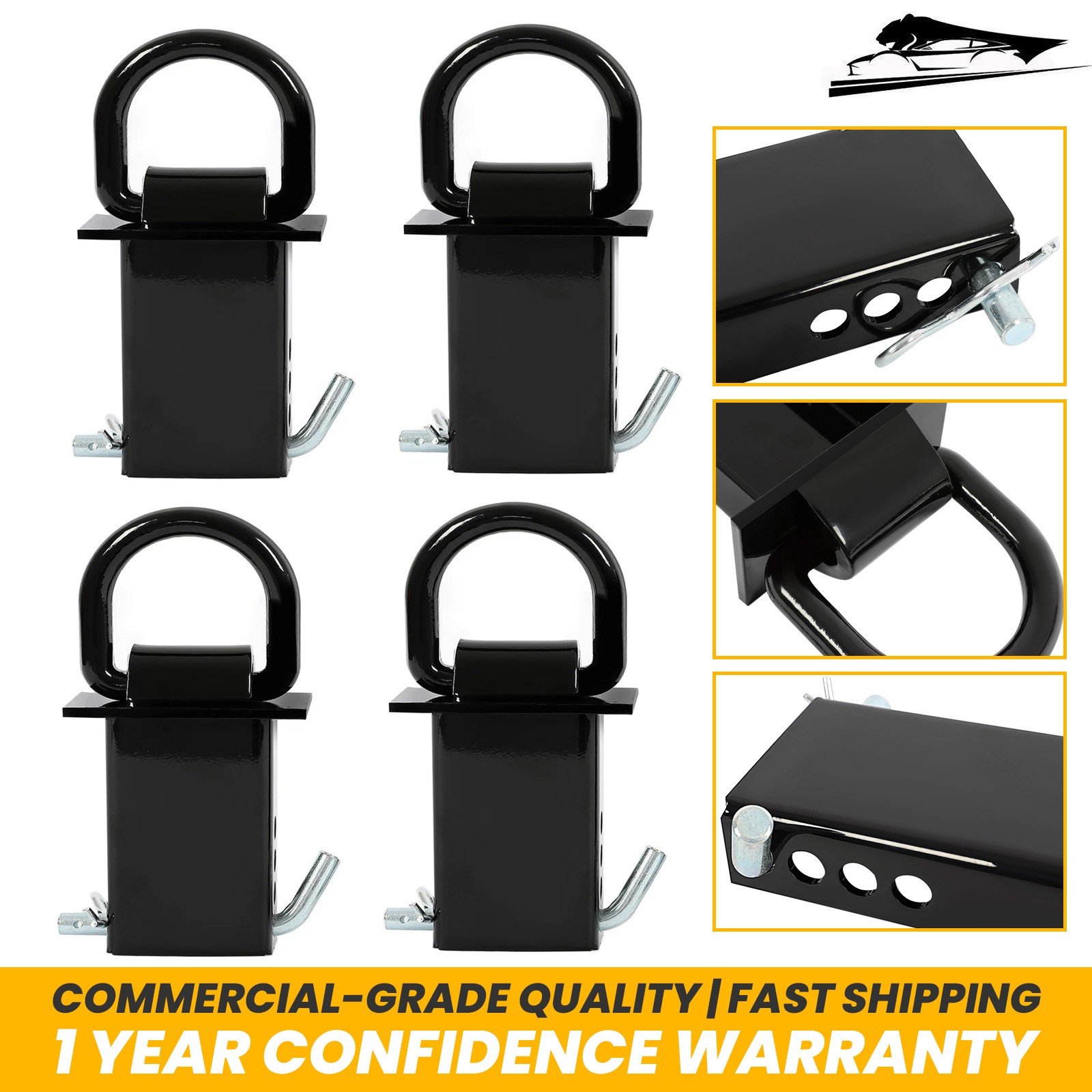 4PCS 16200LBS Heavy Duty Adjustable Trailer Stake Pocket D-Ring Standard 2”x4”