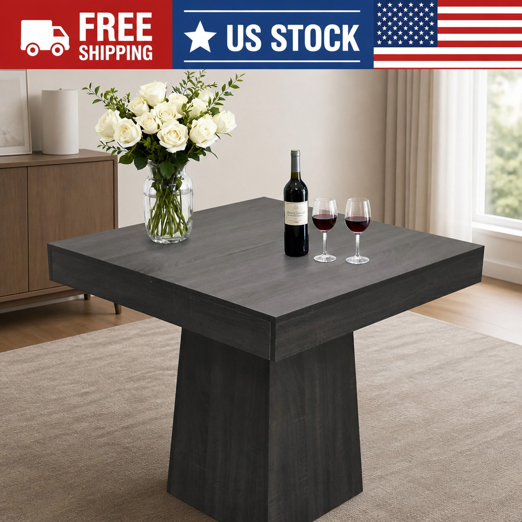 Square Dining for 4, 31.5'' Small Kitchen Table with Pedestal Base Farmho Table