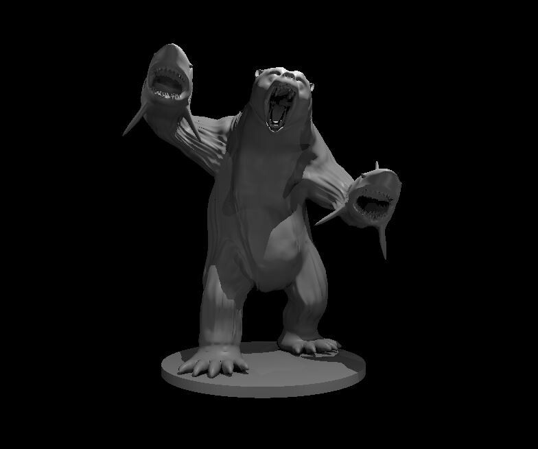 SharkenBear Shark Bear Monster Manual 28mm Scale DND D&D Tabletop Mini