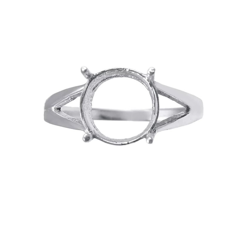 Semi Mount Ring Stone Setting Size 10X10 MM Round Shape 925 Sterling Silver Ring