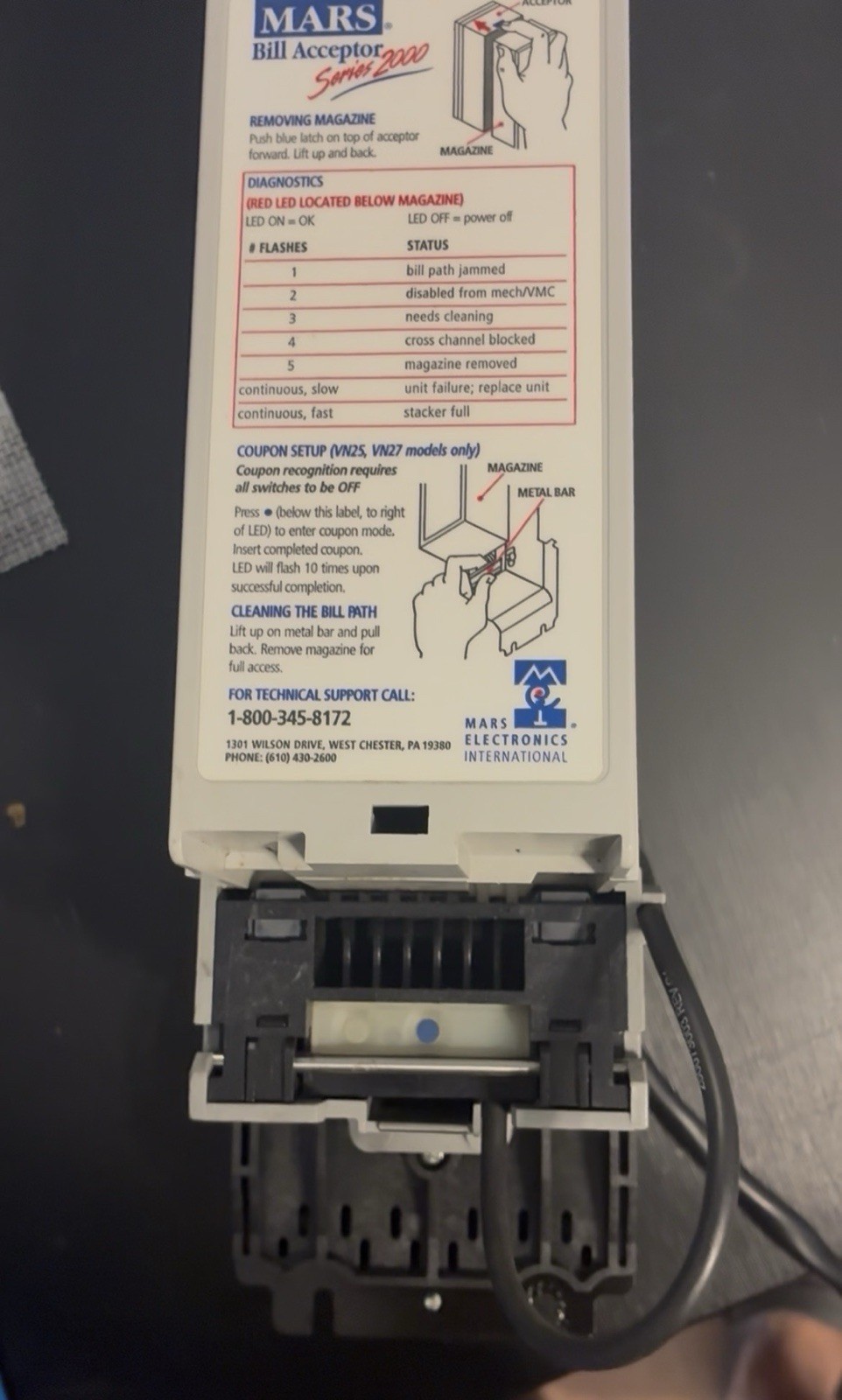 Mars MEI VN 2512, Vend Machine, Bill Validator24VAC MDB(Tested)