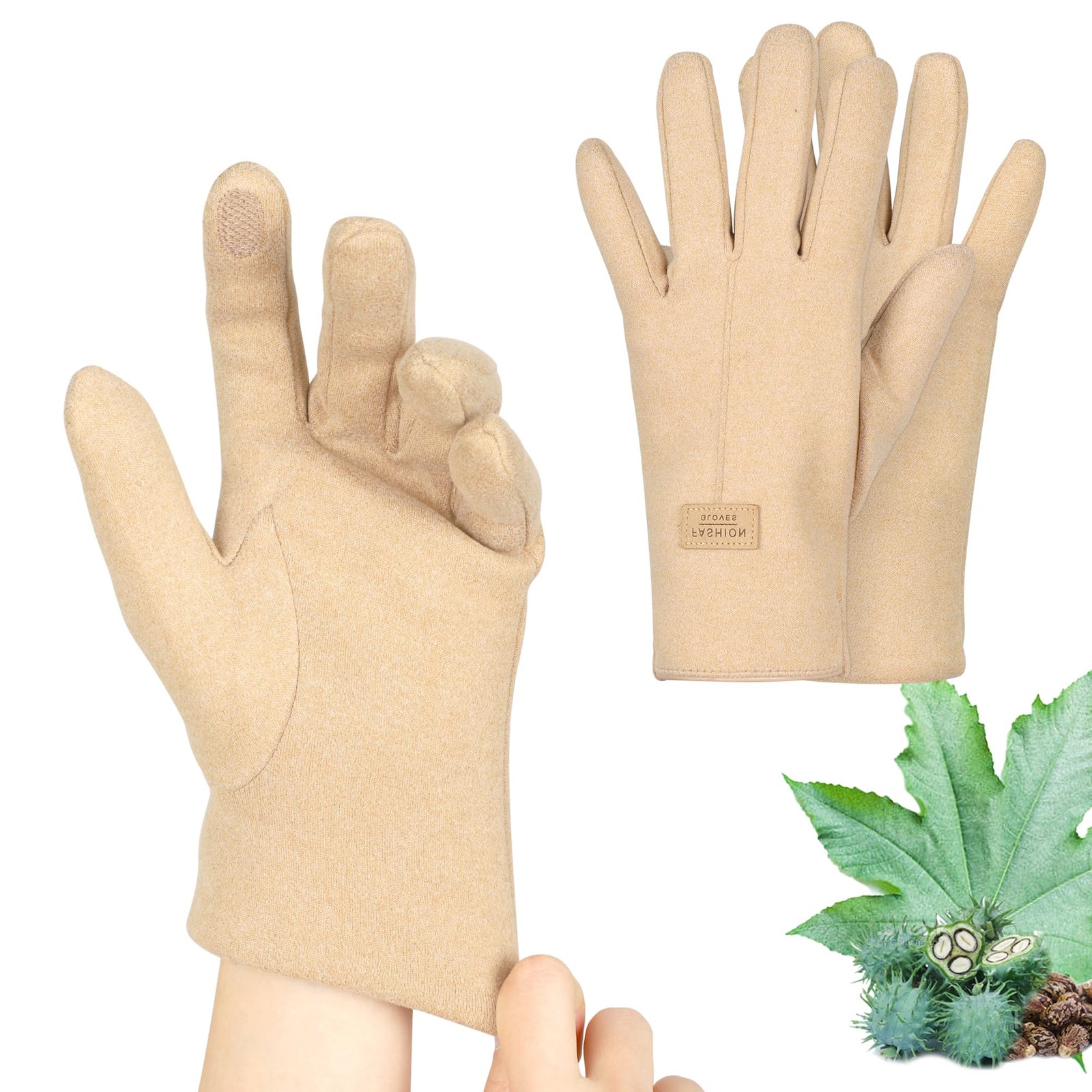 2 Pcs Castor Oil Pack Wrap for Hands, Organic Khaki