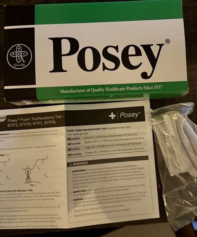 Posey Foam Tracheostomy Ties/Holder  8197M (box of 12). Brand New