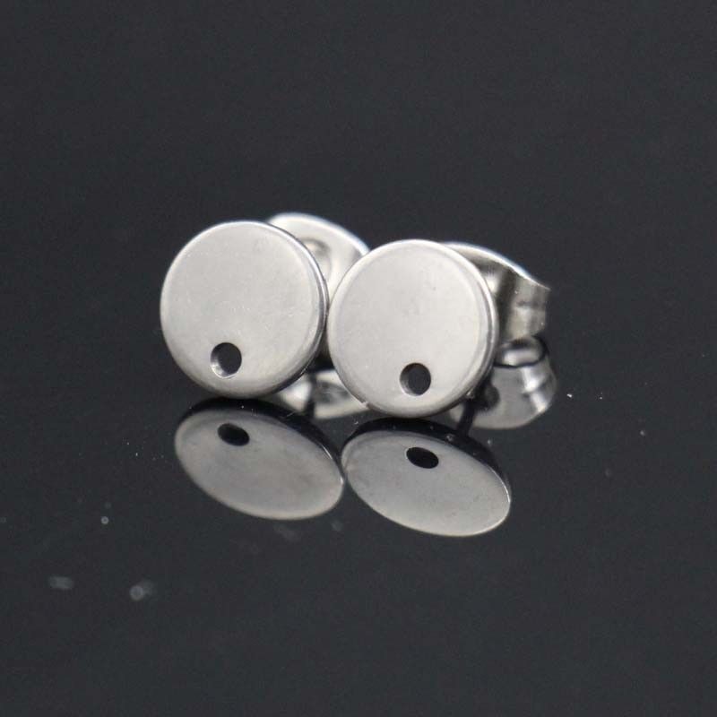50pcs Stainless Steel Silver/Gold Round Earring Posts for diy Jewelry
