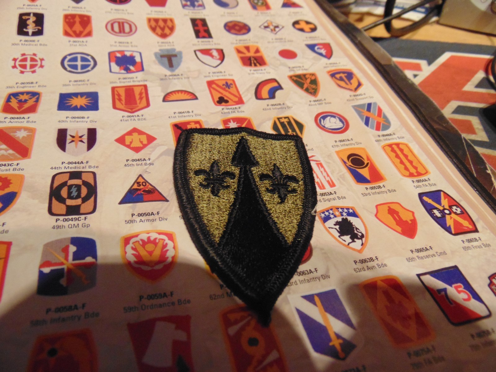US MILITARY PATCH ARMY SEW ON UNSURE ARROW UP GREEN SIBDUED
