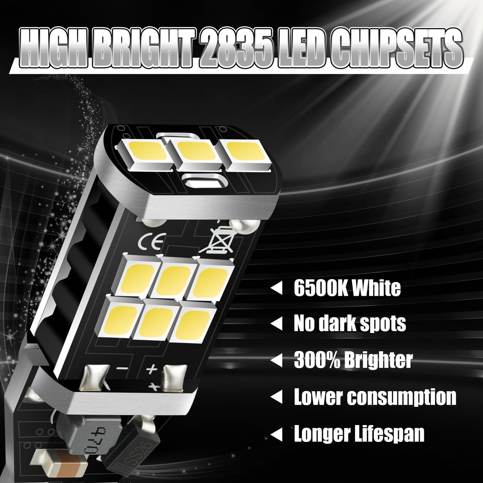912 921 LED Bulb for Backup Reverse Lights, 2835 15-SMD Chipsets Error Free 3...